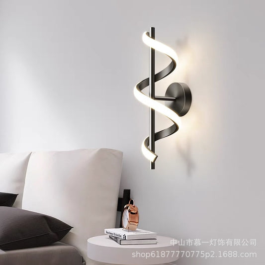 Bedside Wall Lamp Light Luxury Modern Simple Creative Spiral Bedroom Wall Lamp Minimalist Led Living Room TV Background Wall Lamp