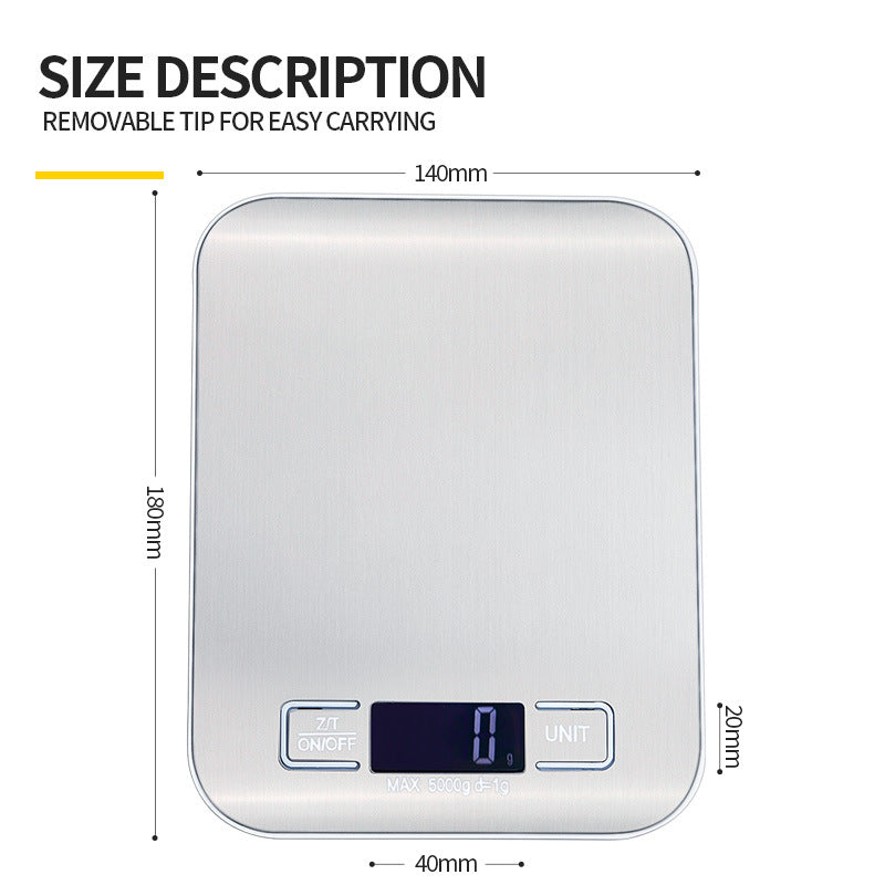 Healthy Diet Scale Large Range Wear-Resistant Base Waterproof And Moisture-Proof Stainless Steel Electronic Scale One-Click Peeling