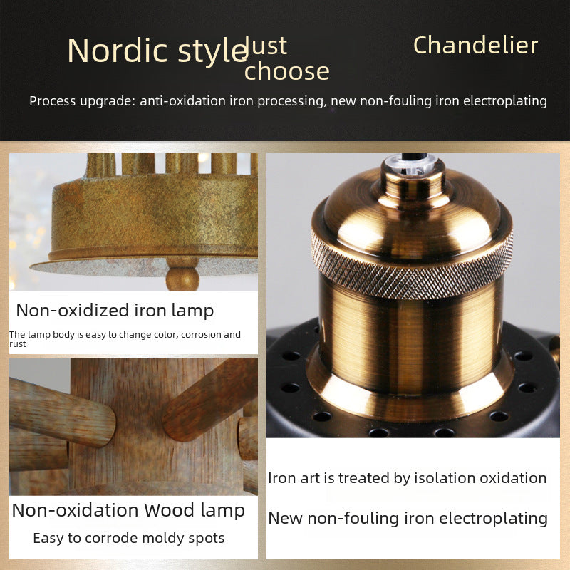 Loft Nordic Simple American Industrial Style Country Warehouse Retro Creative Bar Restaurant Single Head Small Black Dress Chandelier