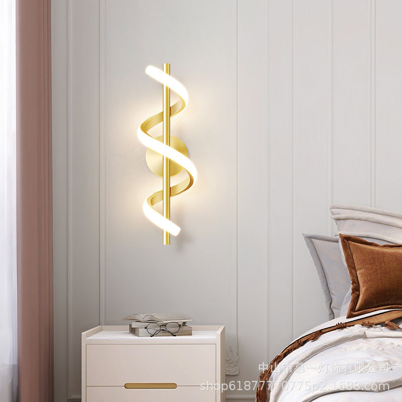 Bedside Wall Lamp Light Luxury Modern Simple Creative Spiral Bedroom Wall Lamp Minimalist Led Living Room TV Background Wall Lamp