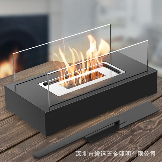 Rectangular Alcohol Fireplace Real Fire Stainless Steel Camping Atmosphere Lamp Portable Heating Fireplace Really Low Price Wholesale And Retail