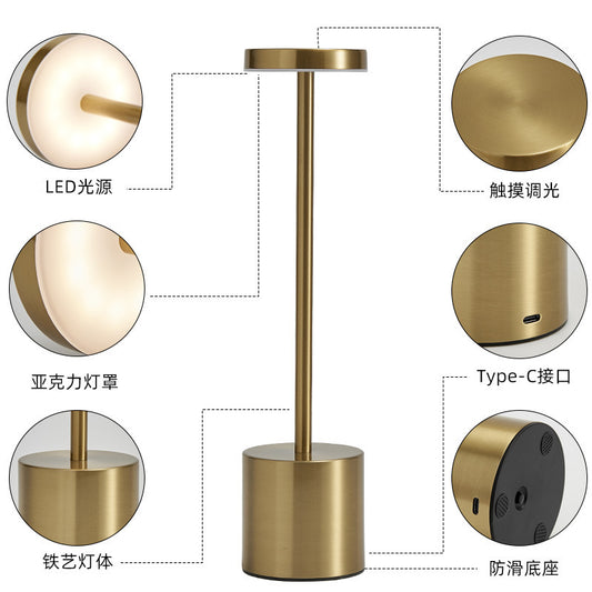 European-style USB Rechargeable Table Lamp Retro Bar Table Lamp Bedside Advanced Sense Clear Bar Cafe LED Atmosphere Lamp Night Light